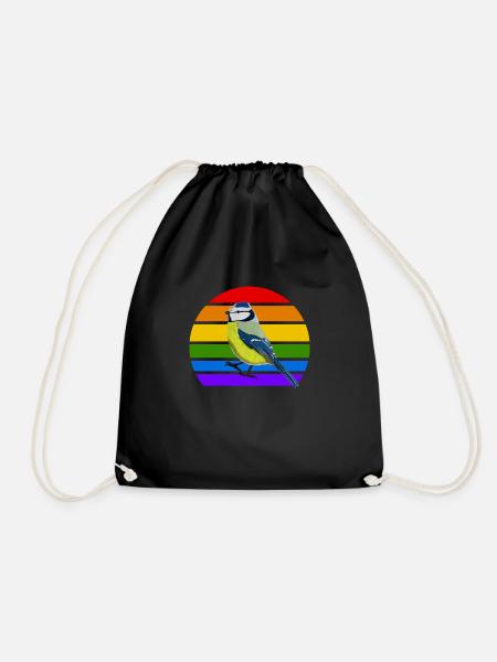 Blaumeise Vogel Regenbogen Vielfalt Singvogel - Turnbeutel - Schwarz