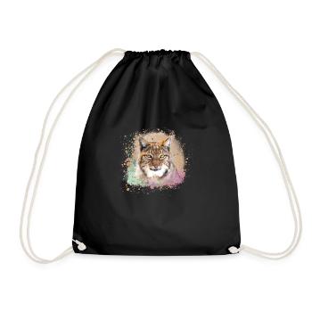 wildcat,lynx,beige,graffiti,painting,cat - Drawstring Bag - black - Front
