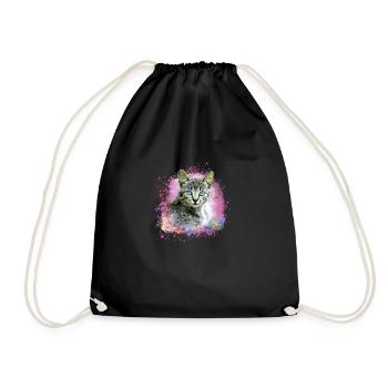 katze,katzenbaby,graffiti,malerei,bunt,hauskatze - Turnbeutel - Schwarz - Vorne