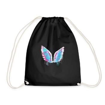 angelwings,wings,watercolor,pastel,angel wings - Drawstring Bag - black - Front