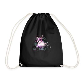 cat,colorful,,watercolor,art,painting,graffiti,stars - Drawstring Bag - black - Front
