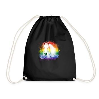 buntes Pferd ,Schimmel, Pferd ,regenbogen,grafftit - Turnbeutel - Schwarz - Vorne
