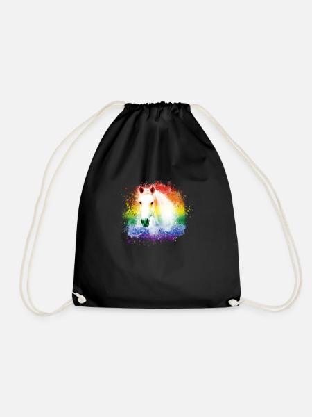 buntes Pferd ,Schimmel, Pferd ,regenbogen,grafftit - Turnbeutel - Schwarz