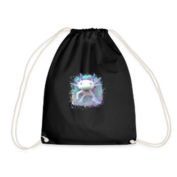 Axolotl, tier, fisch,wasser,bunt, graffiti - Turnbeutel - Schwarz - Vorne