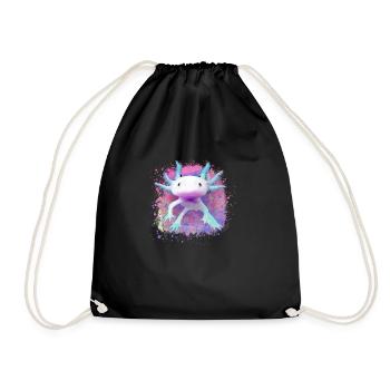 Axolotl, tier, fisch,wasser,bunt, graffiti - Turnbeutel - Schwarz - Vorne
