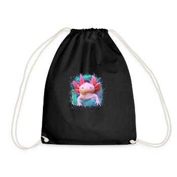 Axolotl, tier, fisch,wasser,bunt, graffiti - Turnbeutel - Schwarz - Vorne