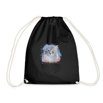 Chat sibérien, graffiti, peinture, chat - Sac de sport léger - noir - Devant