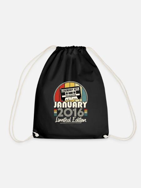 Januar 2016 Vintage Jubiläums Retro Geschenk - Turnbeutel - Schwarz