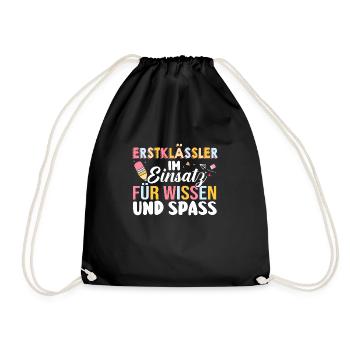 First Grade Elementary School Back to School Gift - Drawstring Bag - black - Front