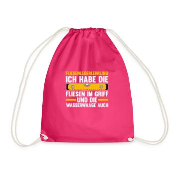 Fliesenlegen Ausbildung Lehrling Auzbi Fliesenlege - Turnbeutel - Fuchsia - Vorne