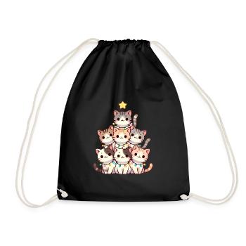 Arbre à chat de Noël avec lumières - Sac de sport léger - noir - Devant