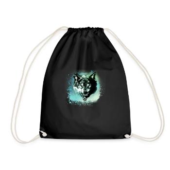 wolf,blau,hund, husky,Hund, malerei,graffiti - Turnbeutel - Schwarz - Vorne