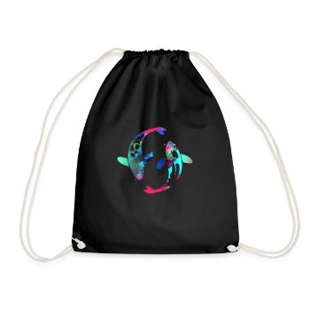 koi,koi carp,fish, colorful,graffiti - Drawstring Bag - black - Front
