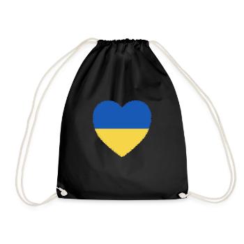 Ukraine Heart Support Peace War Kiev Lviv Putin - Drawstring Bag - black - Front