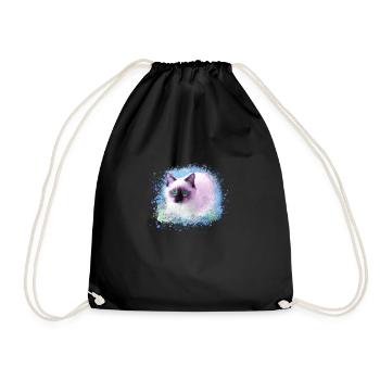 chat, bleu, aquarelle, peinture, graffiti, chaton - Sac de sport léger - noir - Devant