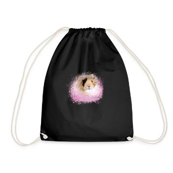 guinea pig, graffiti,painting,pink,pink - Drawstring Bag - black - Front