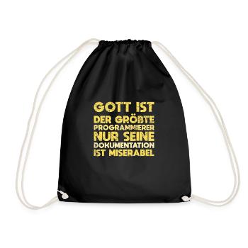 Gott Ist Der Größte Programmierer, Nur Seine... - Turnbeutel - Schwarz - Vorne