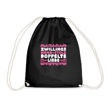 Mom of twins - Drawstring Bag - black - Front
