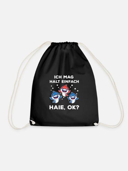 Ich mag einfach Haie Süßer Hai Haifisch Geschenk - Turnbeutel - Schwarz