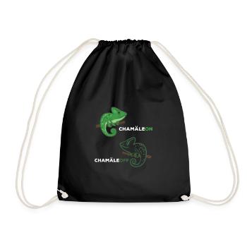 Chamäleon Chamäleoff lustiger Spruch Amphibien - Turnbeutel - Schwarz - Vorne
