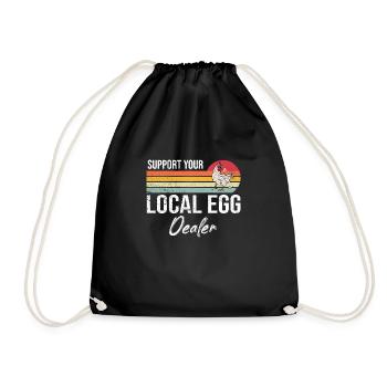 Support Your Local Egg Dealer Vintage Eierhändler - Turnbeutel - Schwarz - Vorne