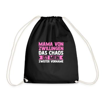 Mom of twins - Drawstring Bag - black - Front