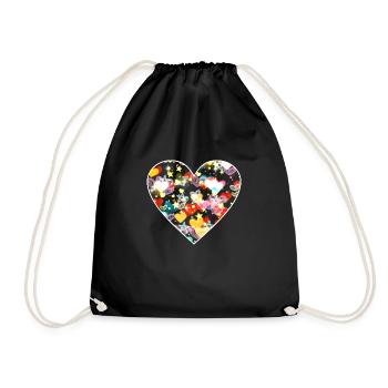 Heart heart heart - Drawstring Bag - black - Front