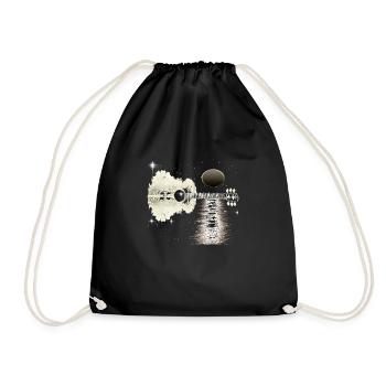 Acoustic guitar in romantic moonlight - Drawstring Bag - black - Front