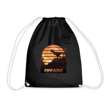 Papasaurus Rex Dinosaur Papa Saurus Family - Drawstring Bag - black - Front