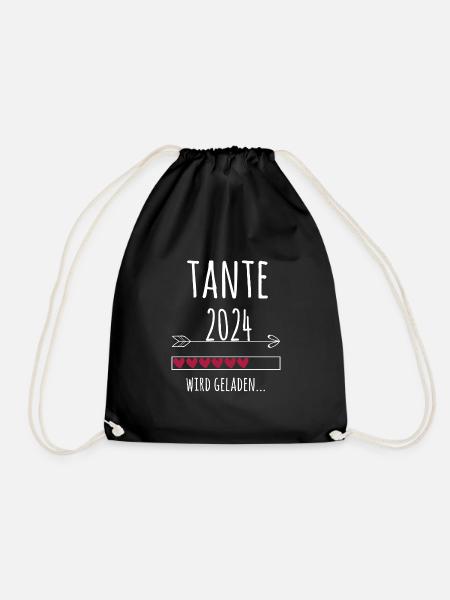 werdende Tante 2024 Schwangerschaft Geschenk - Turnbeutel - Schwarz