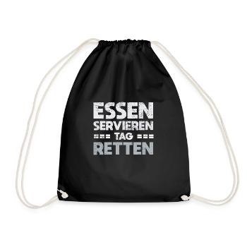 Essen Servieren, Tag Retten - Turnbeutel - Schwarz - Vorne