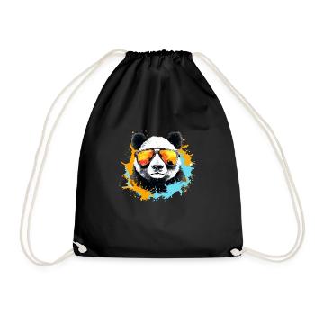 Panda Sunglasses Gift Idea Holiday Panda Bear - Drawstring Bag - black - Front