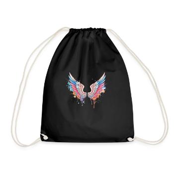 Angelwings,Angel Wings,Graffiti,Painting,Colorful - Drawstring Bag - black - Front