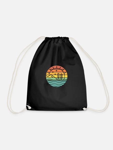 retro sunset island - Turnbeutel - Schwarz