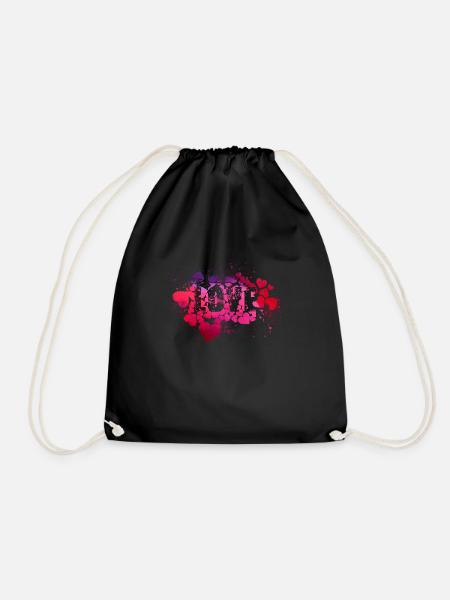 herzen,herz,liebe, love, rot, illustration,graffit - Turnbeutel - Schwarz