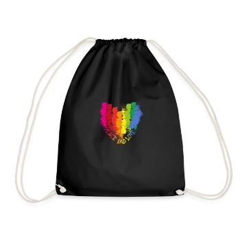 peace and love,heart,rainbow,love,peace - Drawstring Bag - black - Front