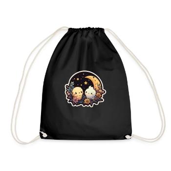 Little animals in love, starry sky - Drawstring Bag - black - Front