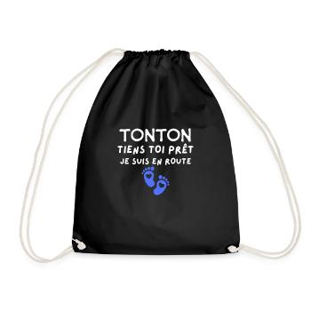 Annonce Grossesse Cadeau Tonton Bébé Arrive - Sac de sport léger - noir - Devant