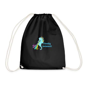 finally swimmer, swwimmer,seepferdchen - Turnbeutel - Schwarz - Vorne