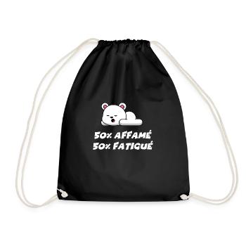 50% affamé 50% fatigué - Sac de sport léger - noir - Devant