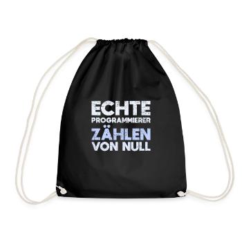 Echte Programmierer Zählen Von Null - Turnbeutel - Schwarz - Vorne