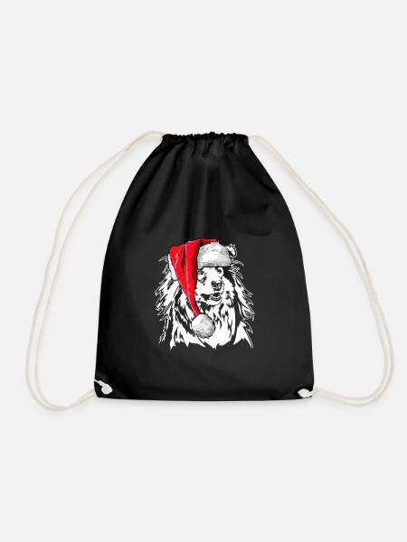Santa Langhaarcollie Weihnachten Hunde Wilsigns - Turnbeutel - Schwarz