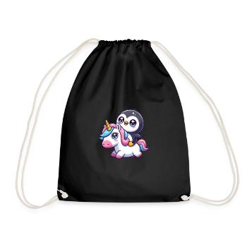 Un pingouin sur une licorne - Sac de sport léger - noir - Devant