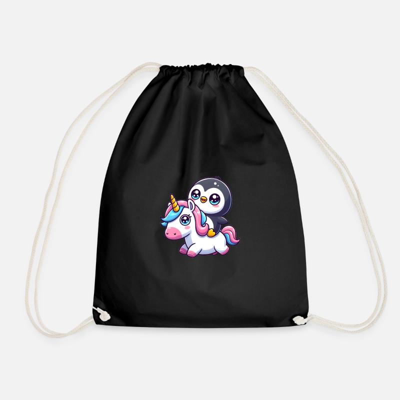 Ein Pinguin auf einem Einhorn - Turnbeutel - Schwarz