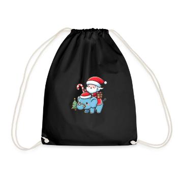 Cute Santa Claus on elephant - Drawstring Bag - black - Front