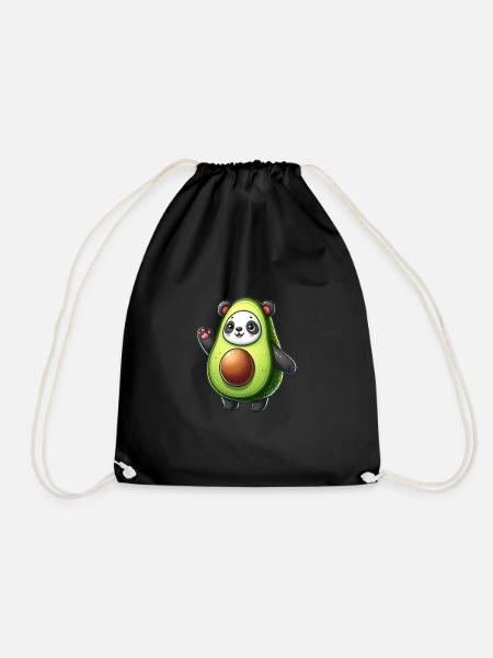 Panda im Avocado-Kostüm - Turnbeutel - Schwarz