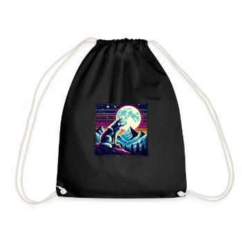 Wolfsnacht in retro style - Drawstring Bag - black - Front