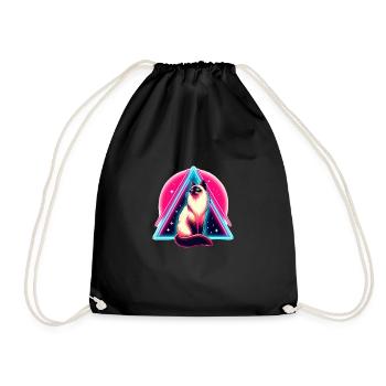 Siamese cat in 80s style triangle - Drawstring Bag - black - Front