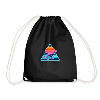 Retro Dinosaur in 80s Triangle - Drawstring Bag - black - Front