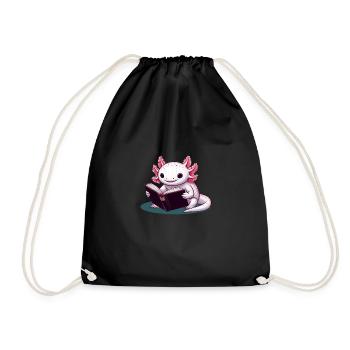 Reading Axolotl - Drawstring Bag - black - Front